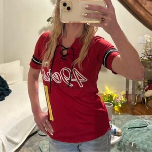 Women's Red Lace-Up 49er Top